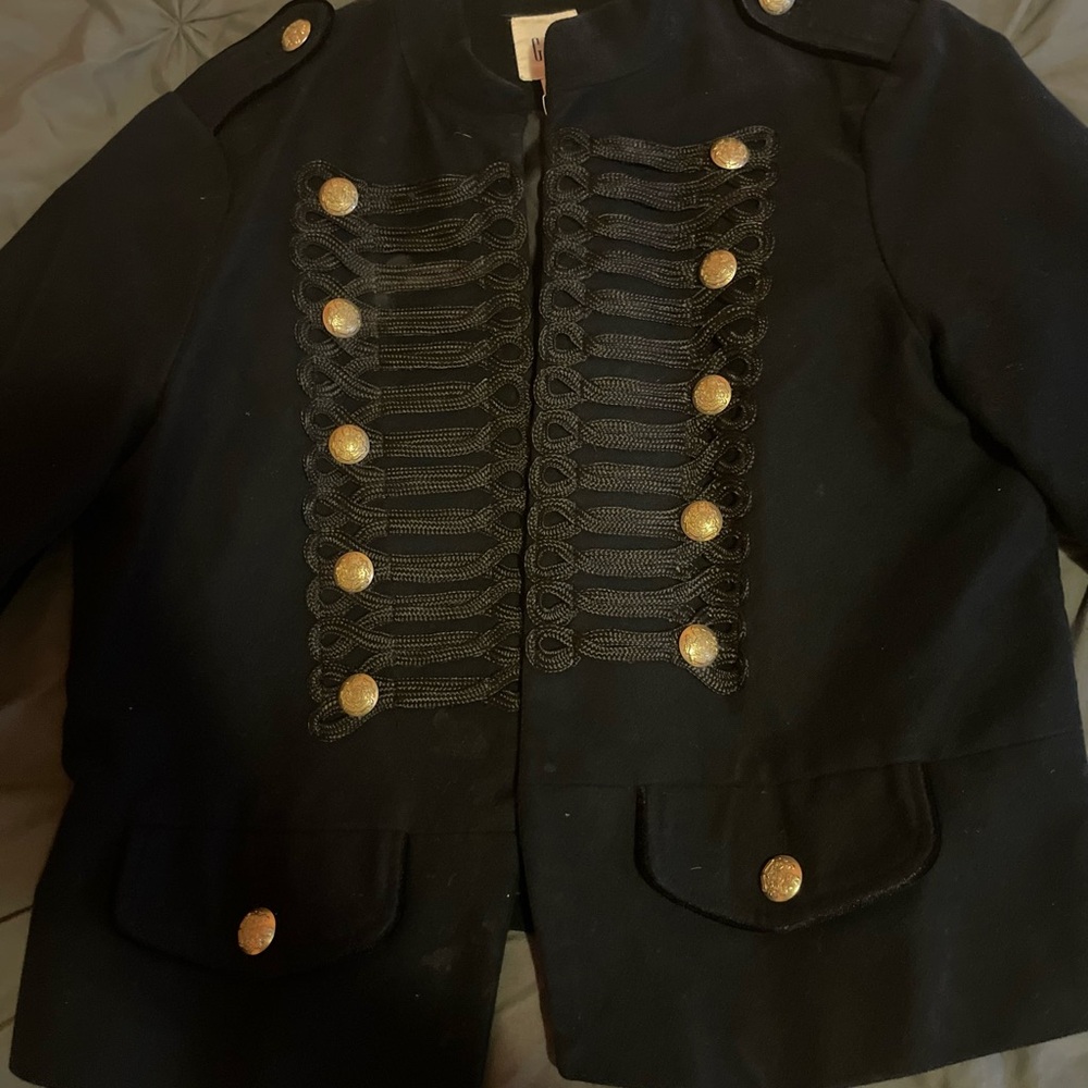 GAP Black Military Style Jacket with Gold Accents